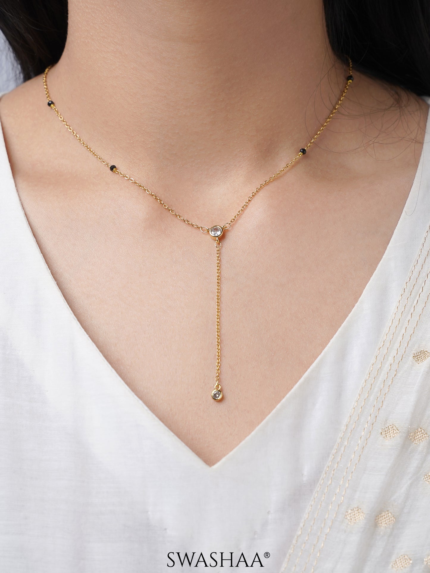 Aleeia Solitaire Drop 18K Gold Plated Mangalsutra