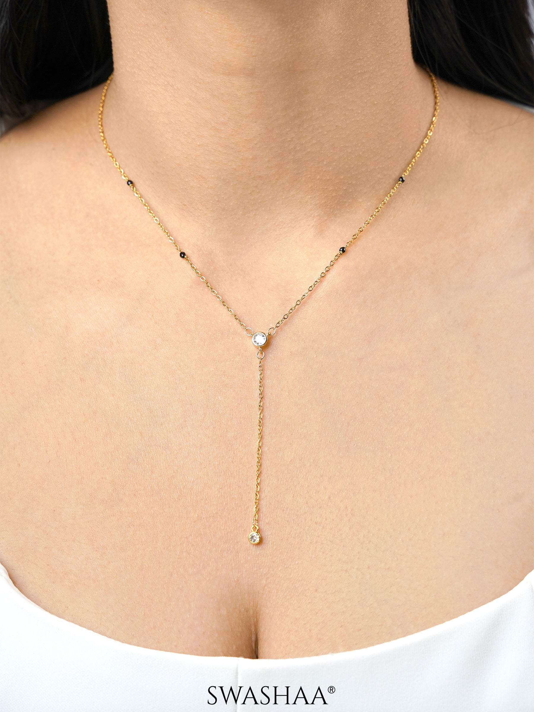 Aleeia Solitaire Drop 18K Gold Plated Mangalsutra