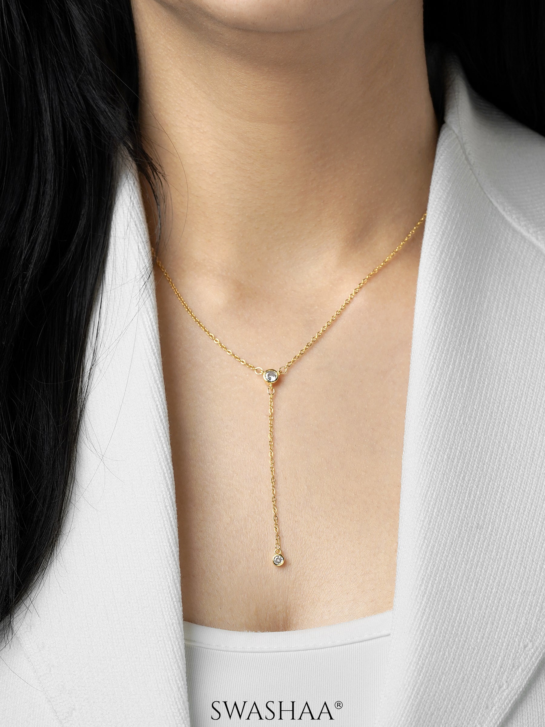 Aleeia Solitaire Drop 18K Gold Plated Necklace