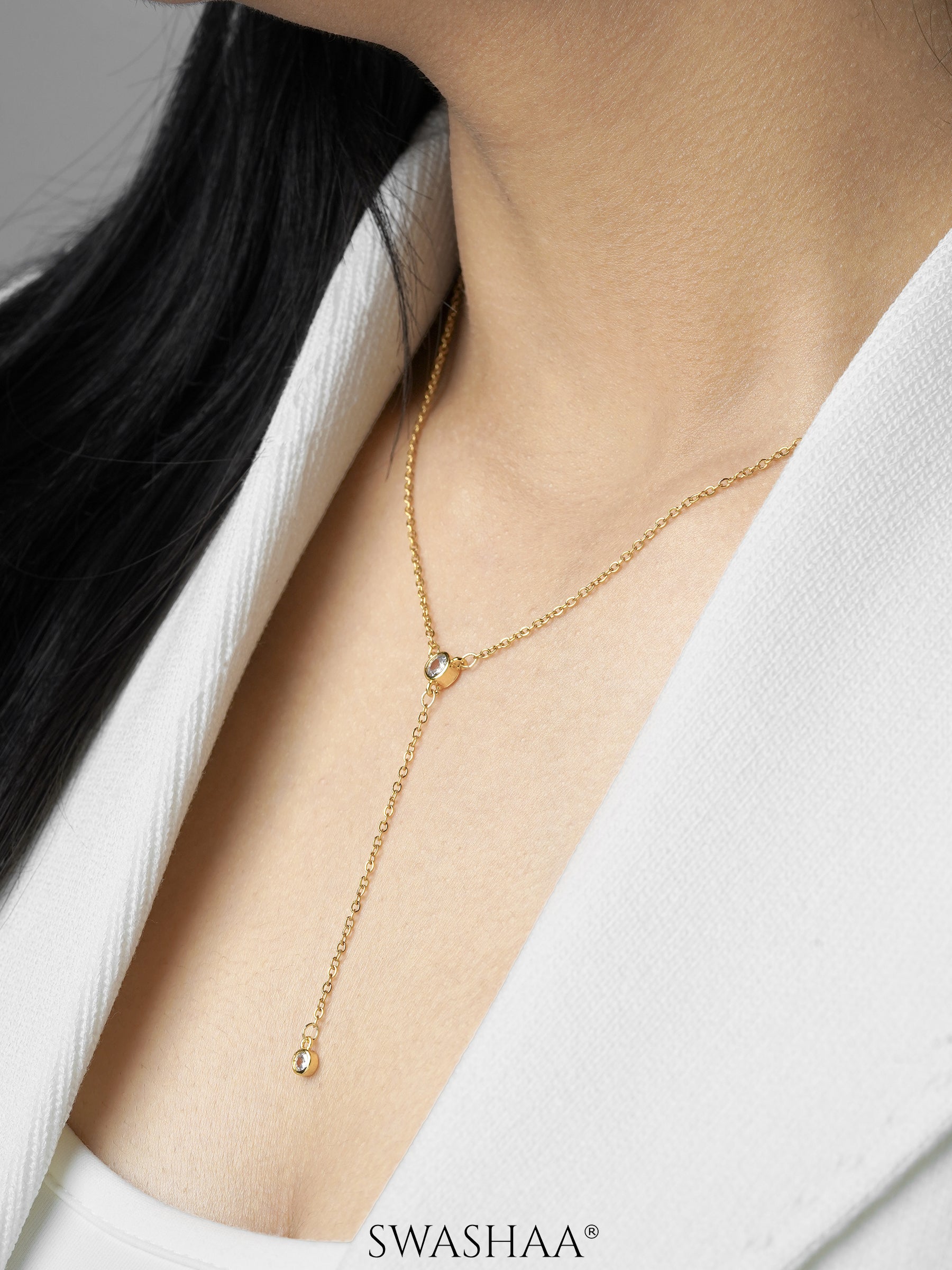 Aleeia Solitaire Drop 18K Gold Plated Necklace