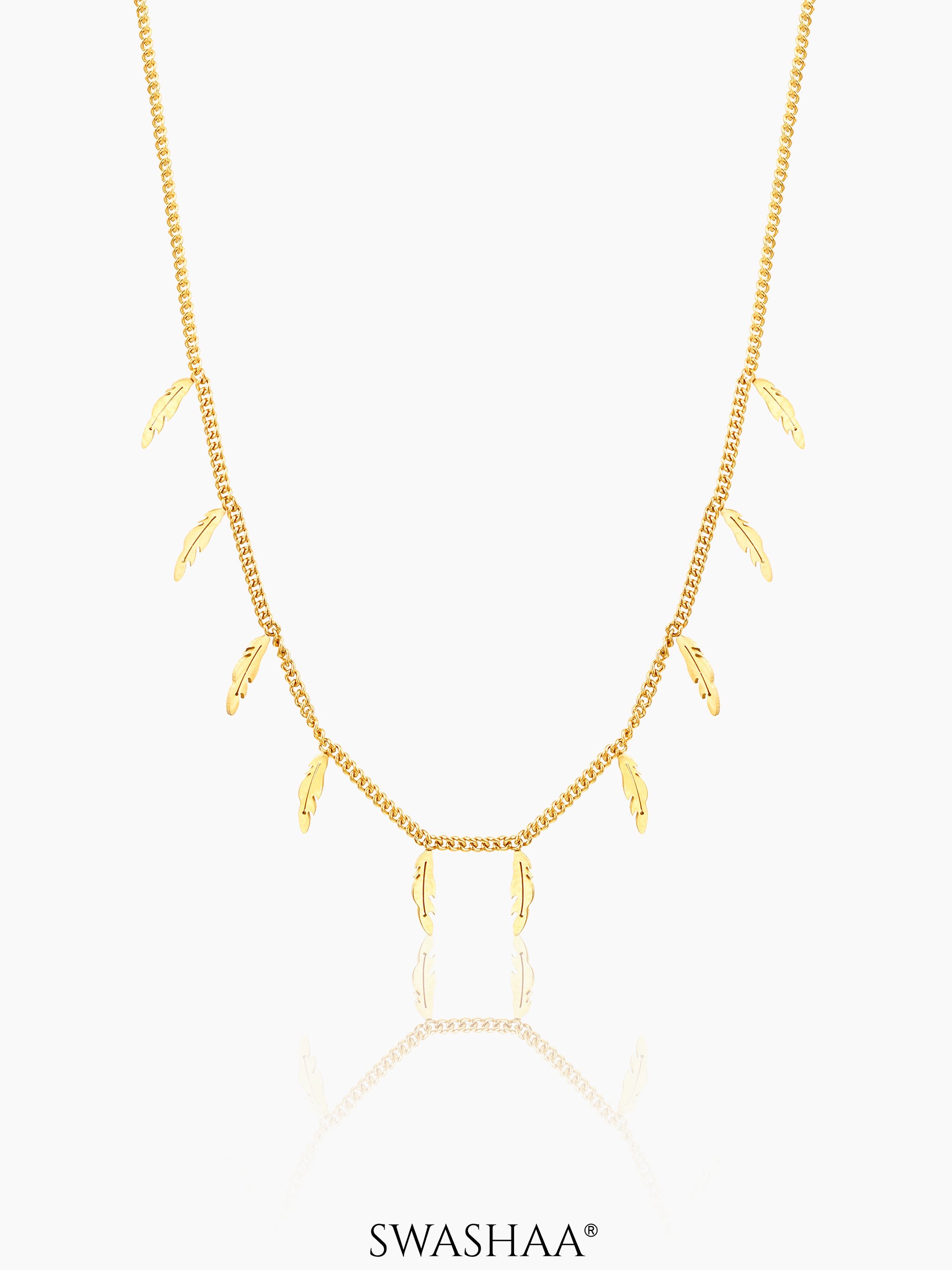 Alina Plume Feather 18K Gold Plated Choker Gold