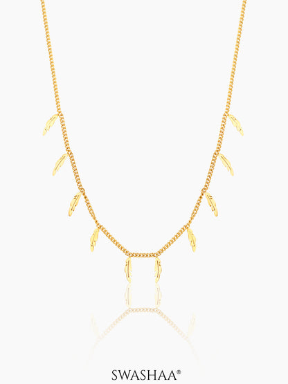 Alina Plume Feather 18K Gold Plated Choker Gold