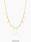 Alina Plume Feather Charms 18K Gold Plated Choker Necklace 