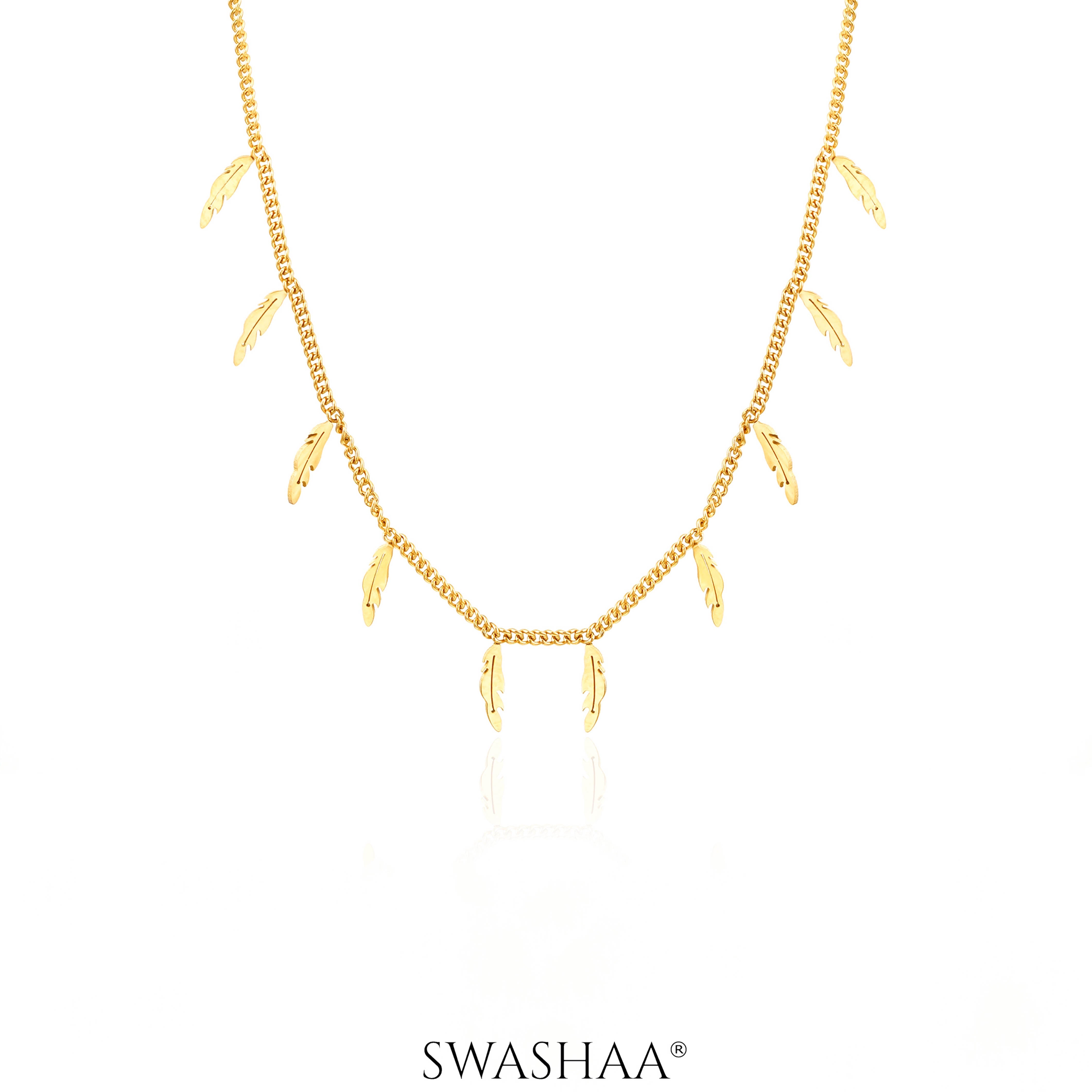 Alina Plume Feather 18K Gold Plated Choker Gold
