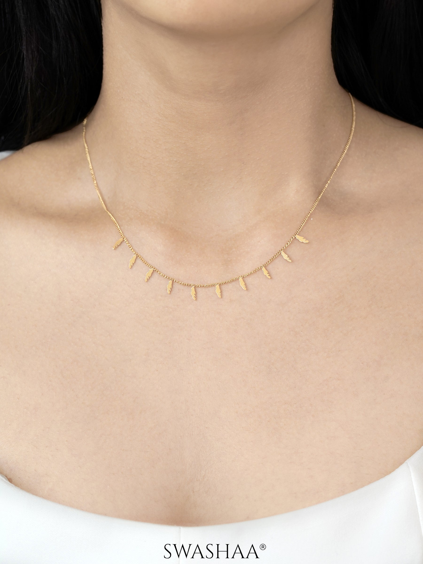 Alina Plume Feather 18K Gold Plated Choker