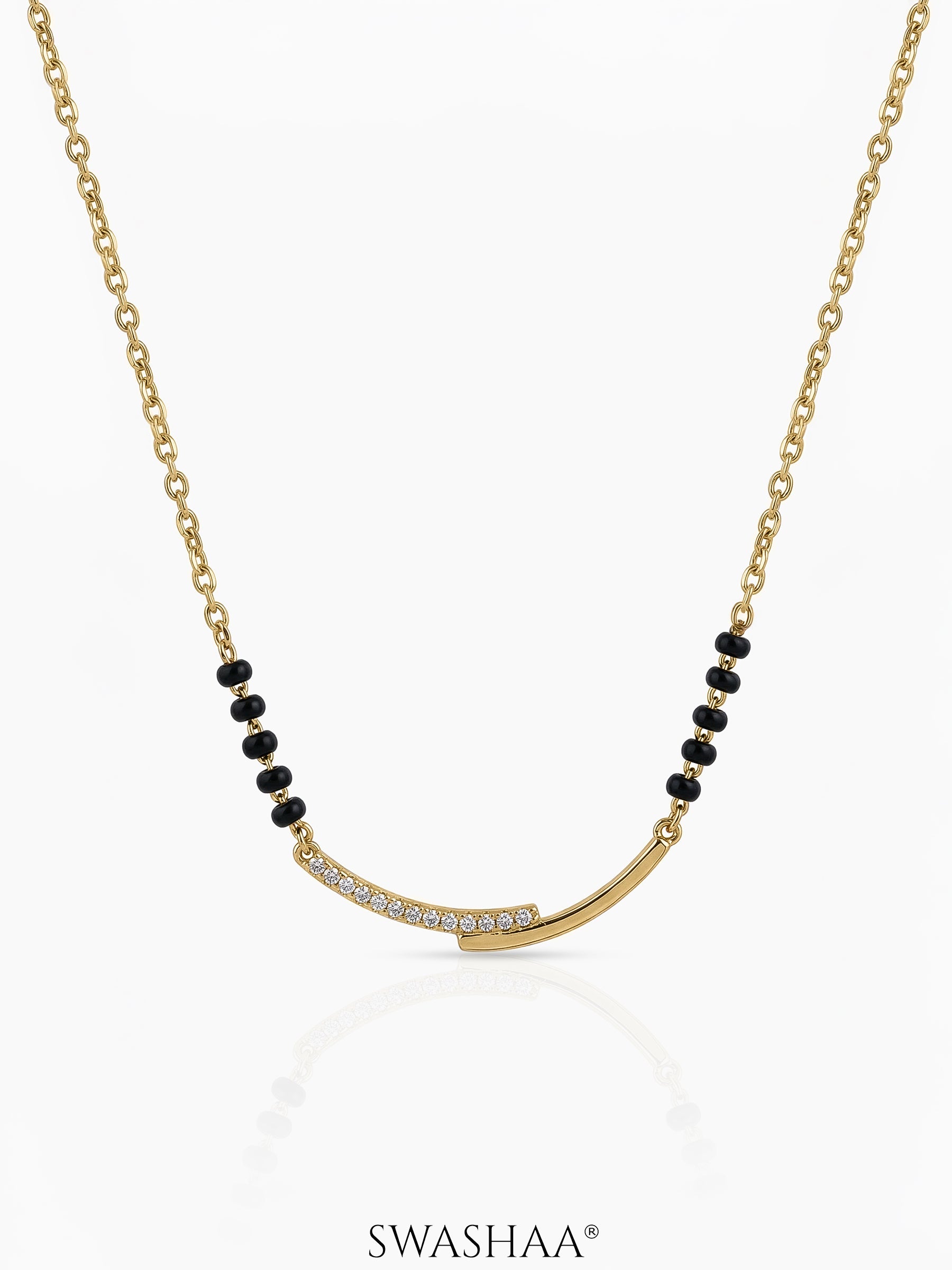 Alvica Diamond Bar Mangalsutra 18K Gold Plated