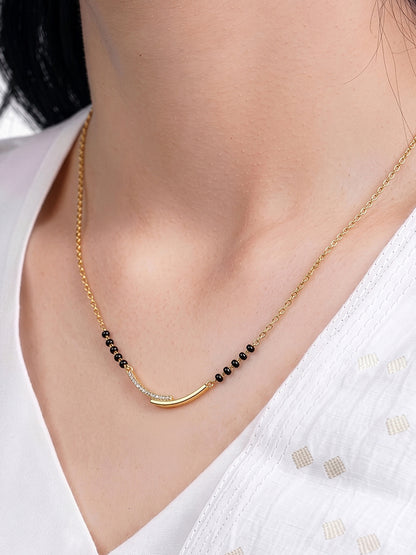 Alvica Diamond Bar 18K Gold Plated Mangalsutra