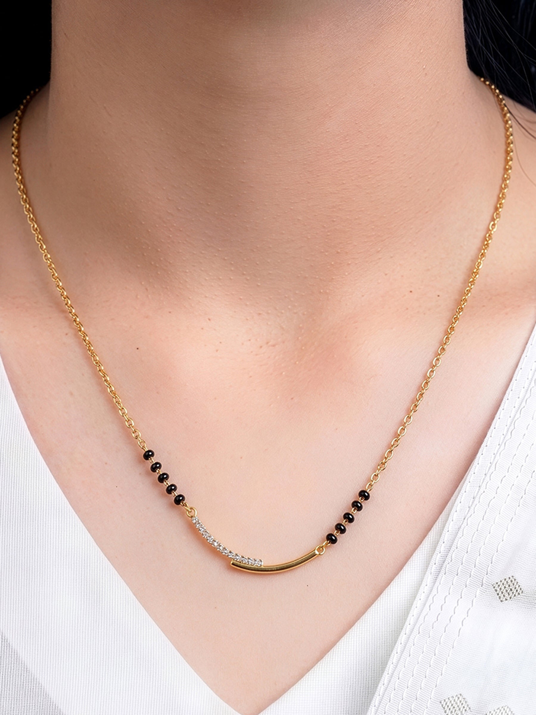 Alvica Diamond Bar 18K Gold Plated Mangalsutra