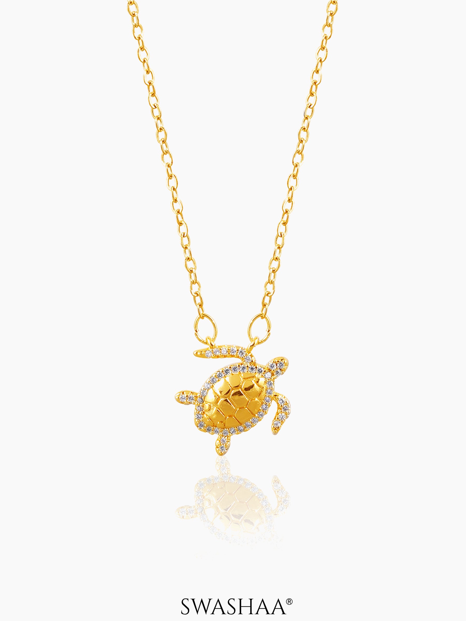 Amara Shell Of Serenity Studded 18K Gold Plated Necklace Gold