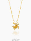 Amara Shell Of Serenity Studded 18K Gold Plated Necklace Gold