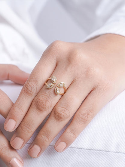 Amelia Marquise Halo 18K Gold Plated Women's Ring