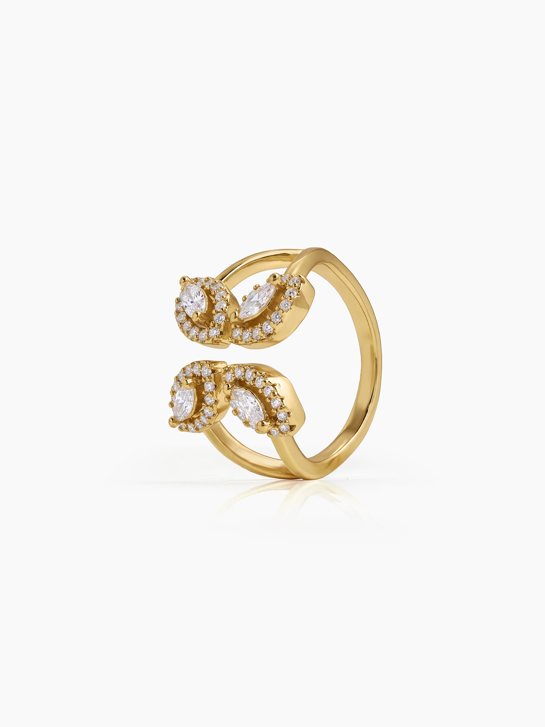 Amelia Marquise Halo 18K Gold Plated Women's Ring Gold