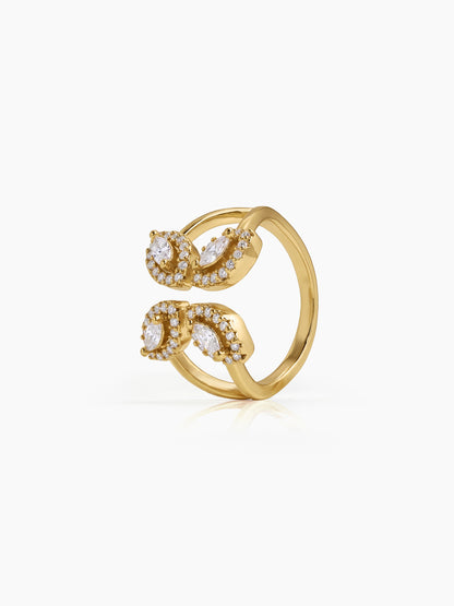 Amelia Marquise Halo 18K Gold Plated Women's Ring Gold