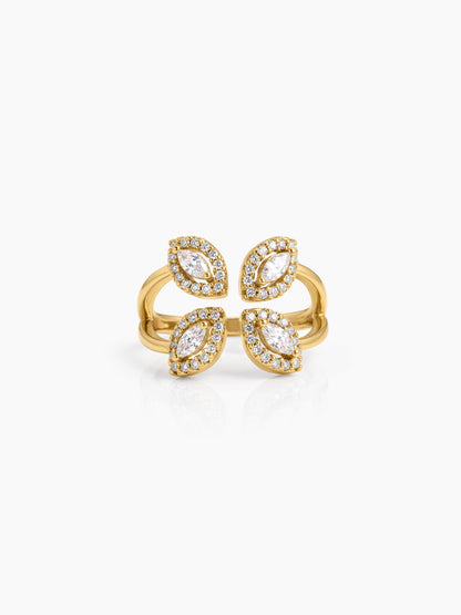 Amelia Marquise Halo 18K Gold Plated Women's Ring