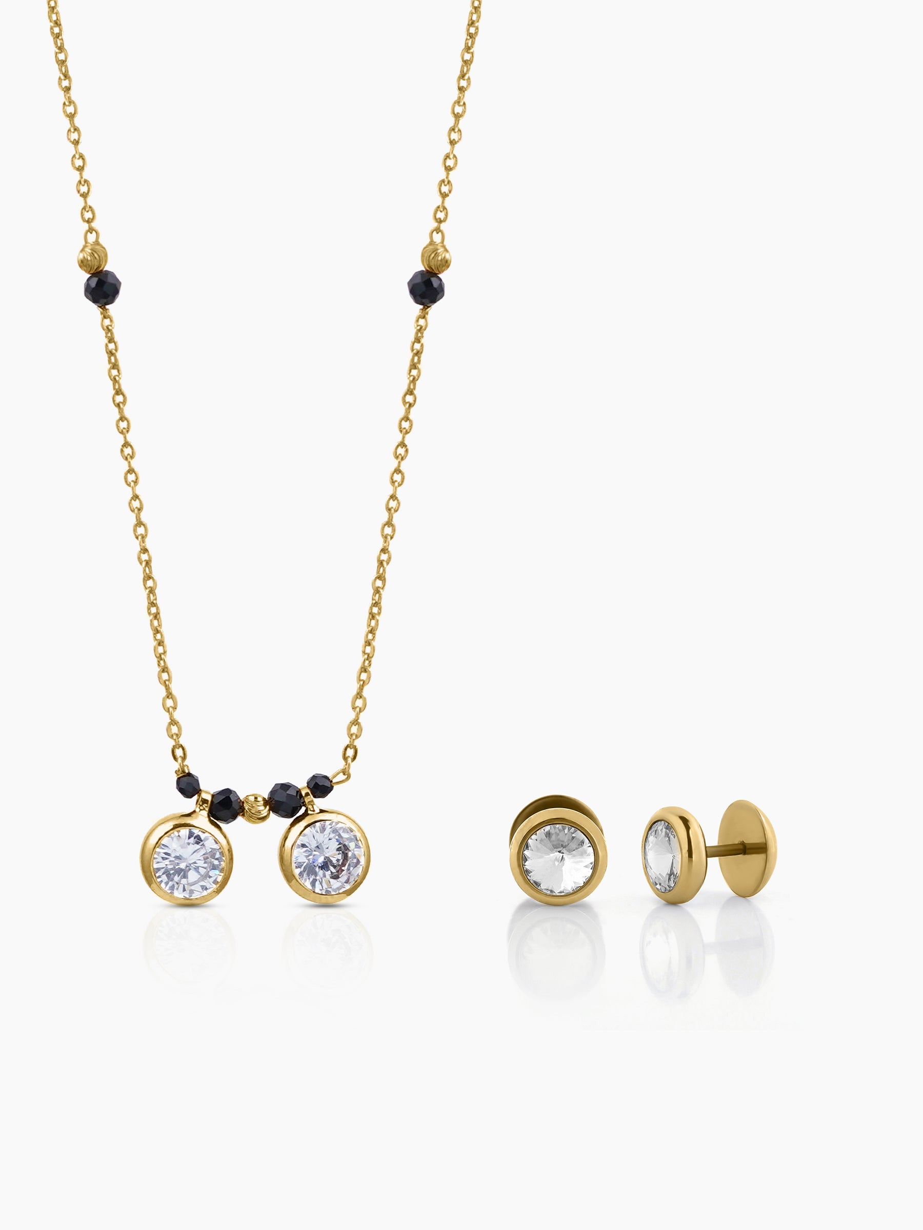 Amira Radiant Bond 18K Gold Plated Mangalsutra Jewelry Set Of 2 - Necklace & Earrings Gold