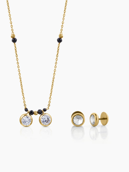 Amira Radiant Bond 18K Gold Plated Mangalsutra Jewelry Set Of 2 - Necklace & Earrings Gold