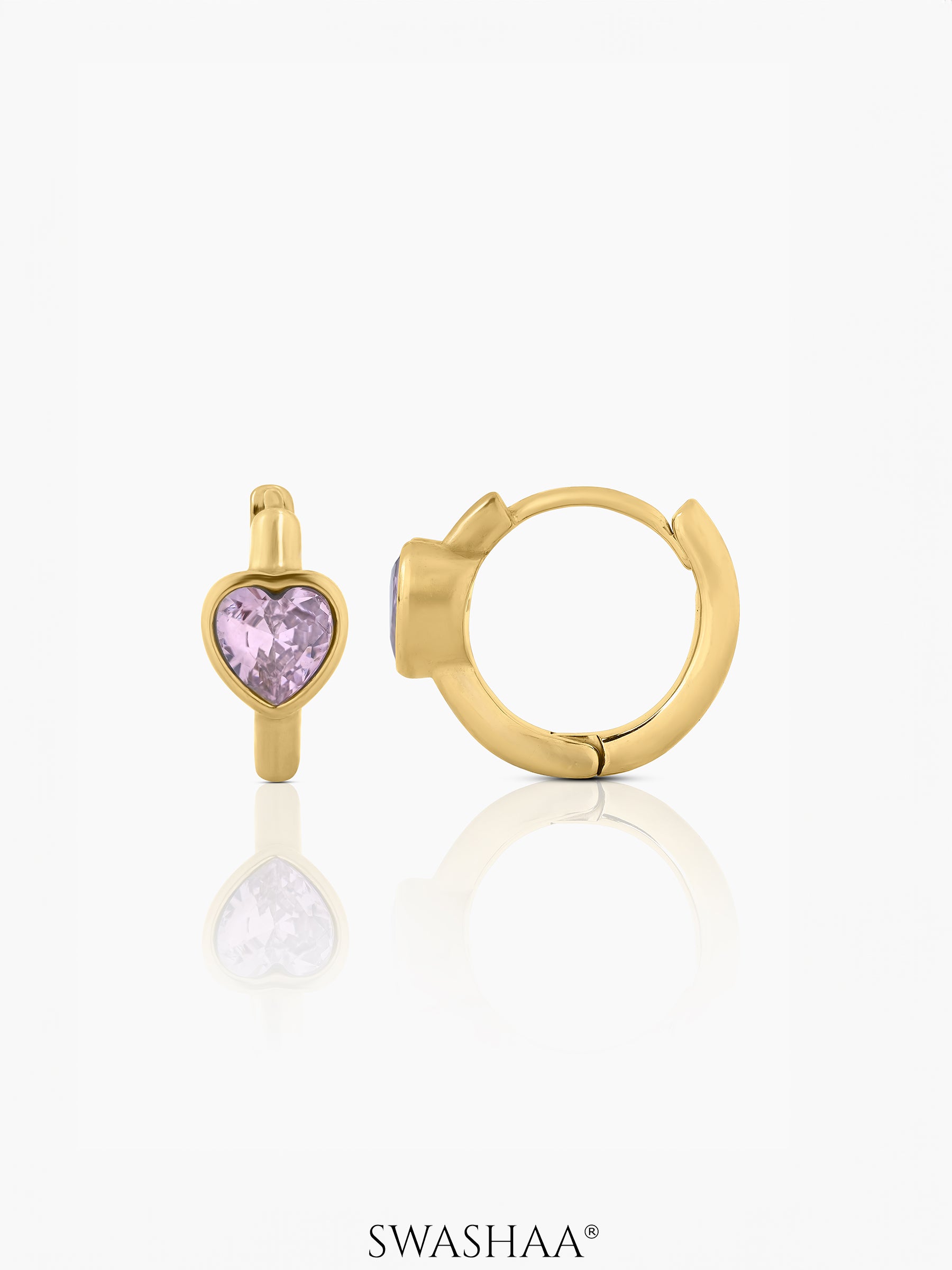 Amora Heart Hoop Earrings 18K Gold-Silver
