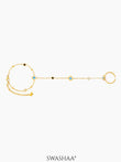 Anaya Evil Eye Clover 18K Gold Plated Ring Bracelet