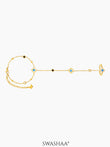 Anaya Evil Eye Clover 18K Gold Plated Ring Bracelet