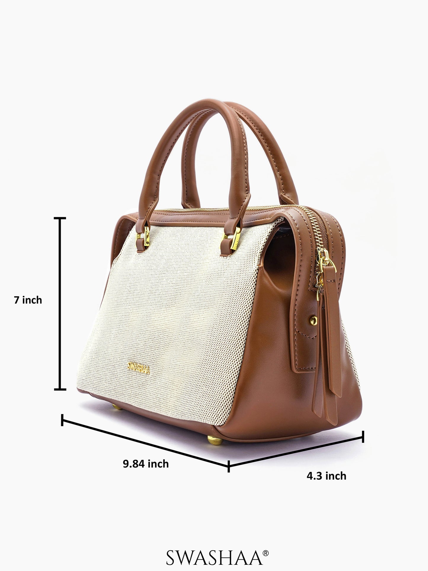 Angee White Beige Leather Hand Bag