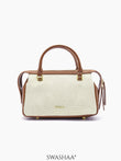 Angee White Beige Leather Hand Bag White Beige