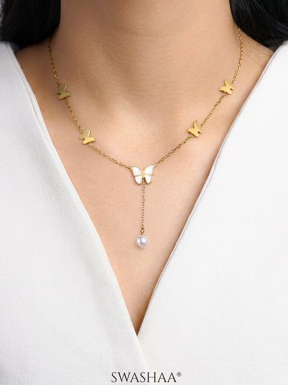 Anira Pearl Butterfly Necklace