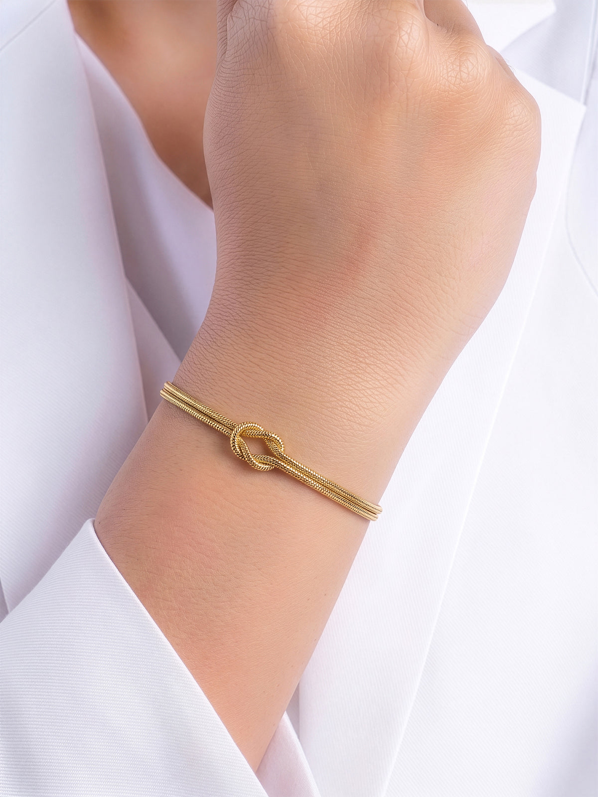 Anveta Knot 18K Gold Plated Women's Layered Chain Bracelet