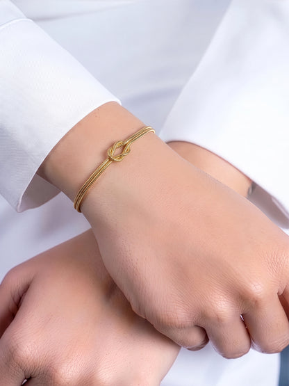 Anveta Knot 18K Gold Plated Women's Layered Chain Bracelet