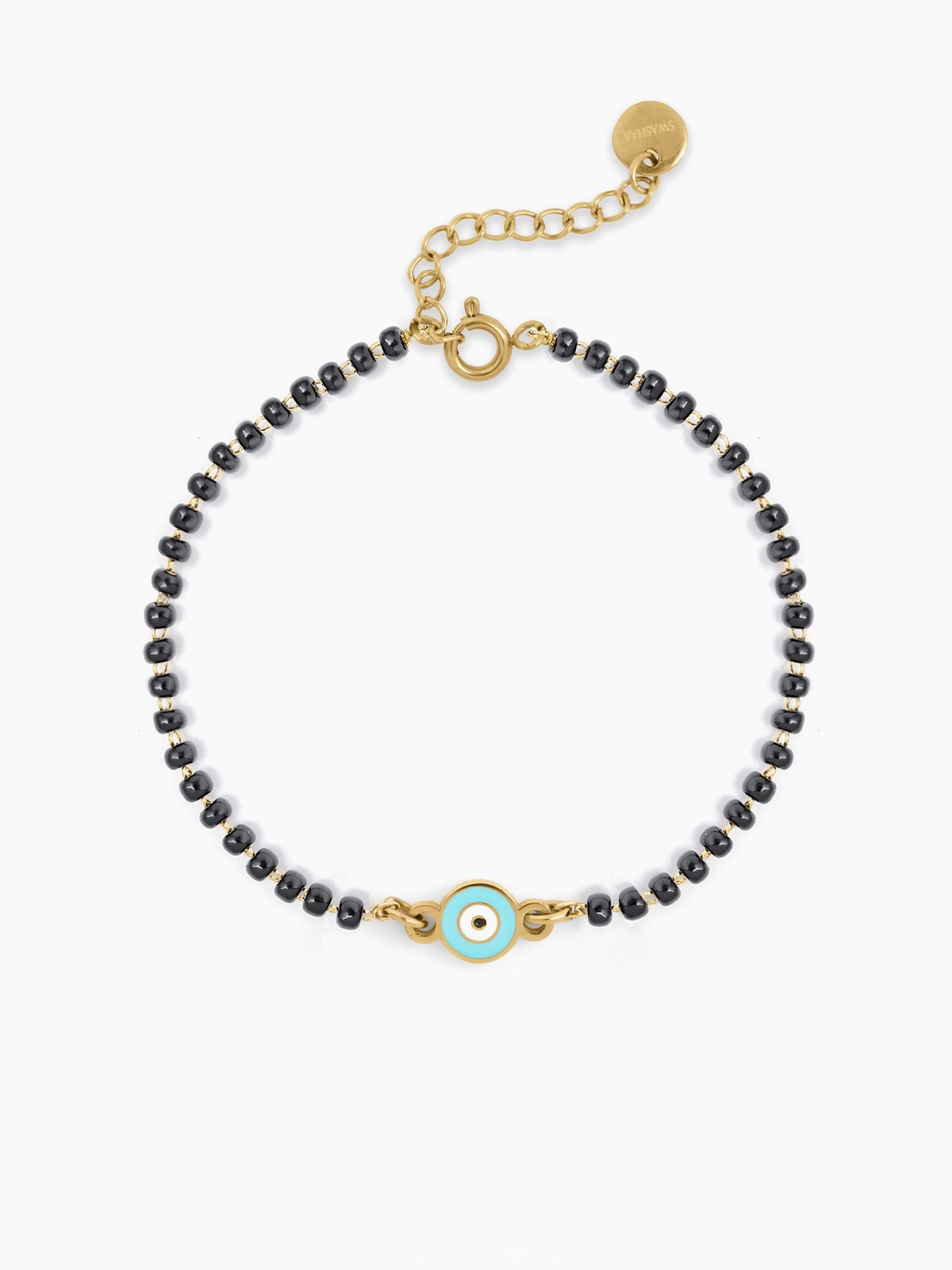 Aqua Evil Eye 18K Gold Plated Kid's Nazariya Bracelet Gold