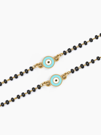 Aqua Evil Eye 18K Gold Plated Kid's Nazariya Bracelet