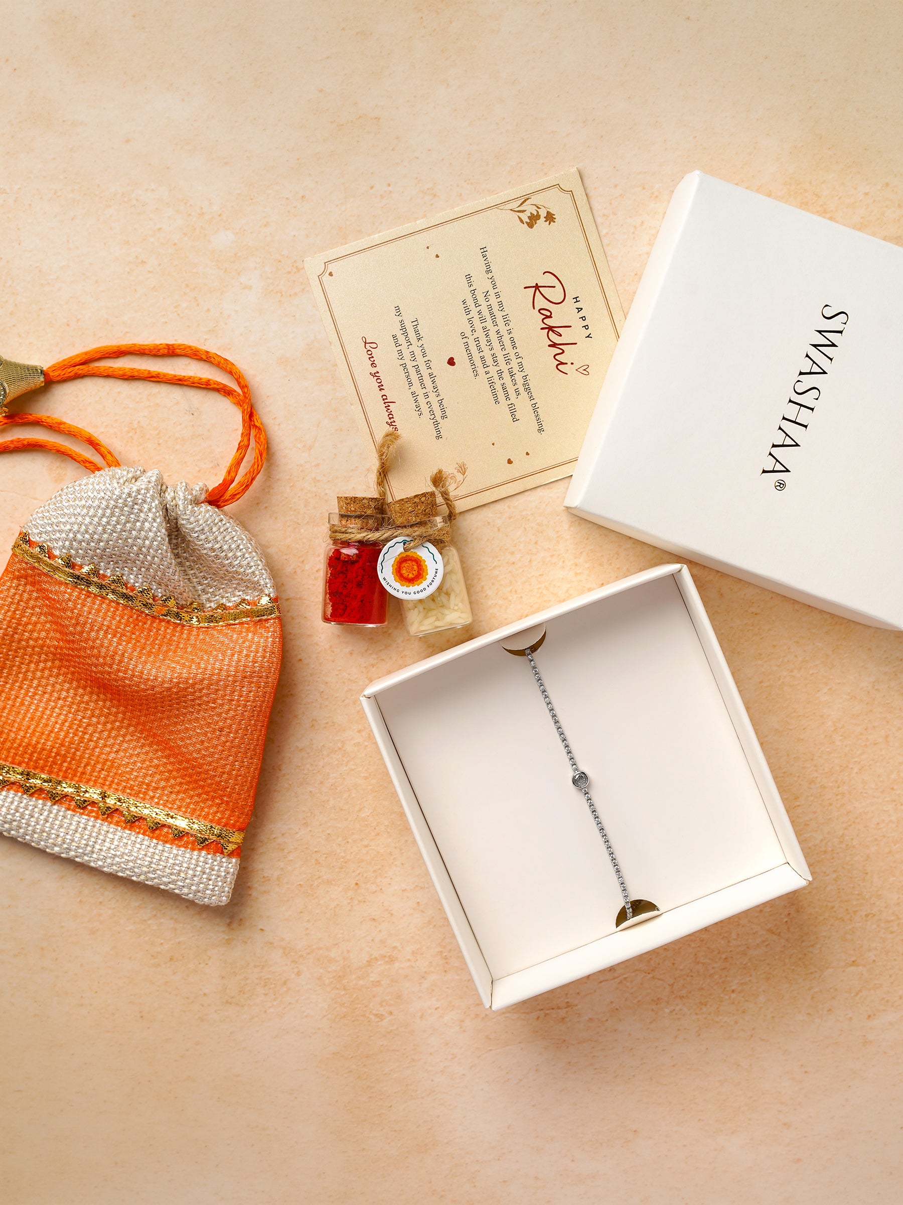 Arham Diamond Silver Rakhi
