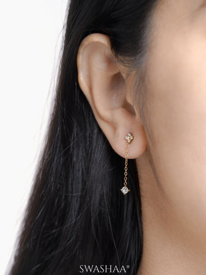 Aria Floral Diamond Drop Earrings