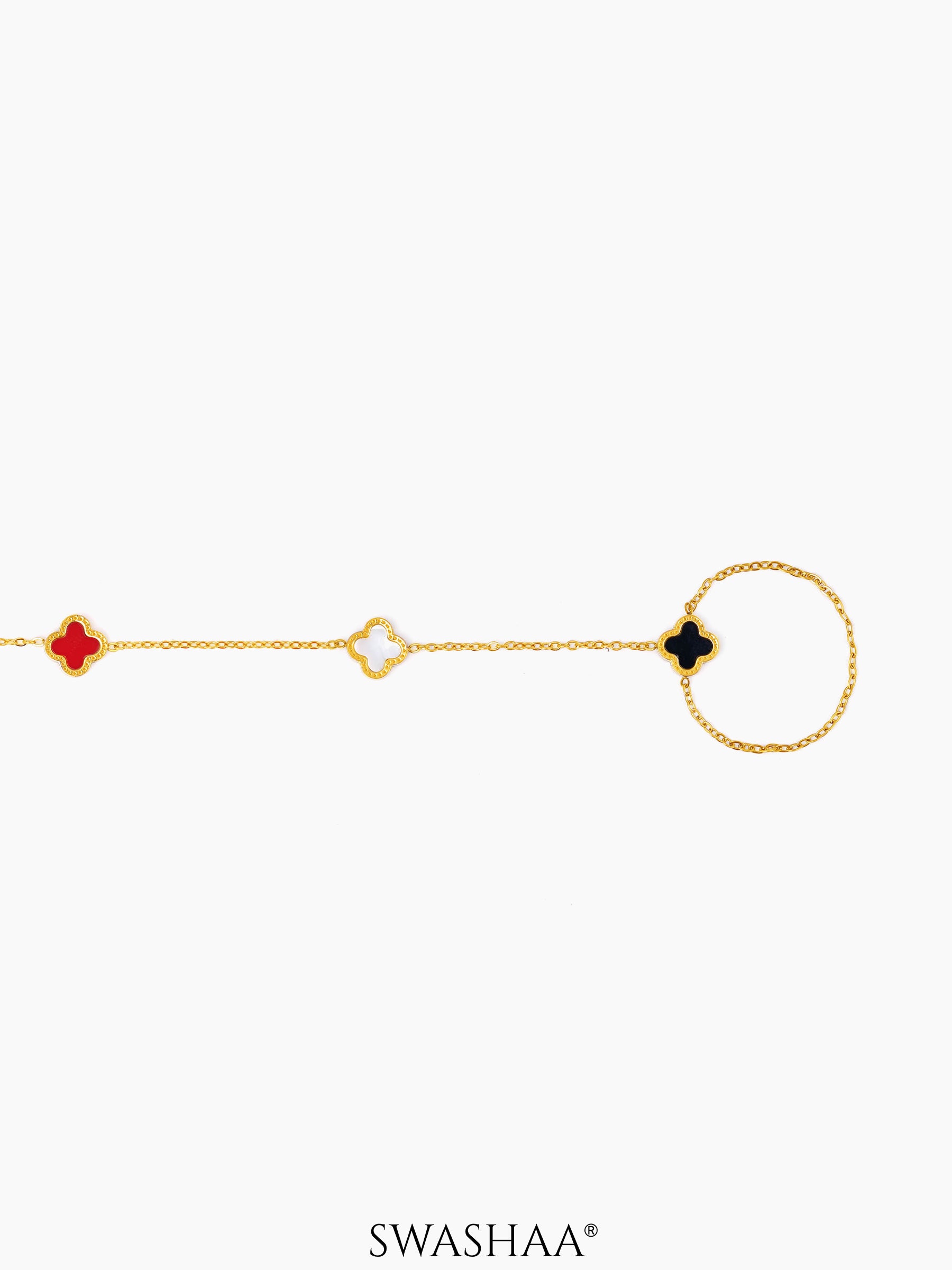 Ariya Dainty Clover 18K Gold Plated Ring Bracelet