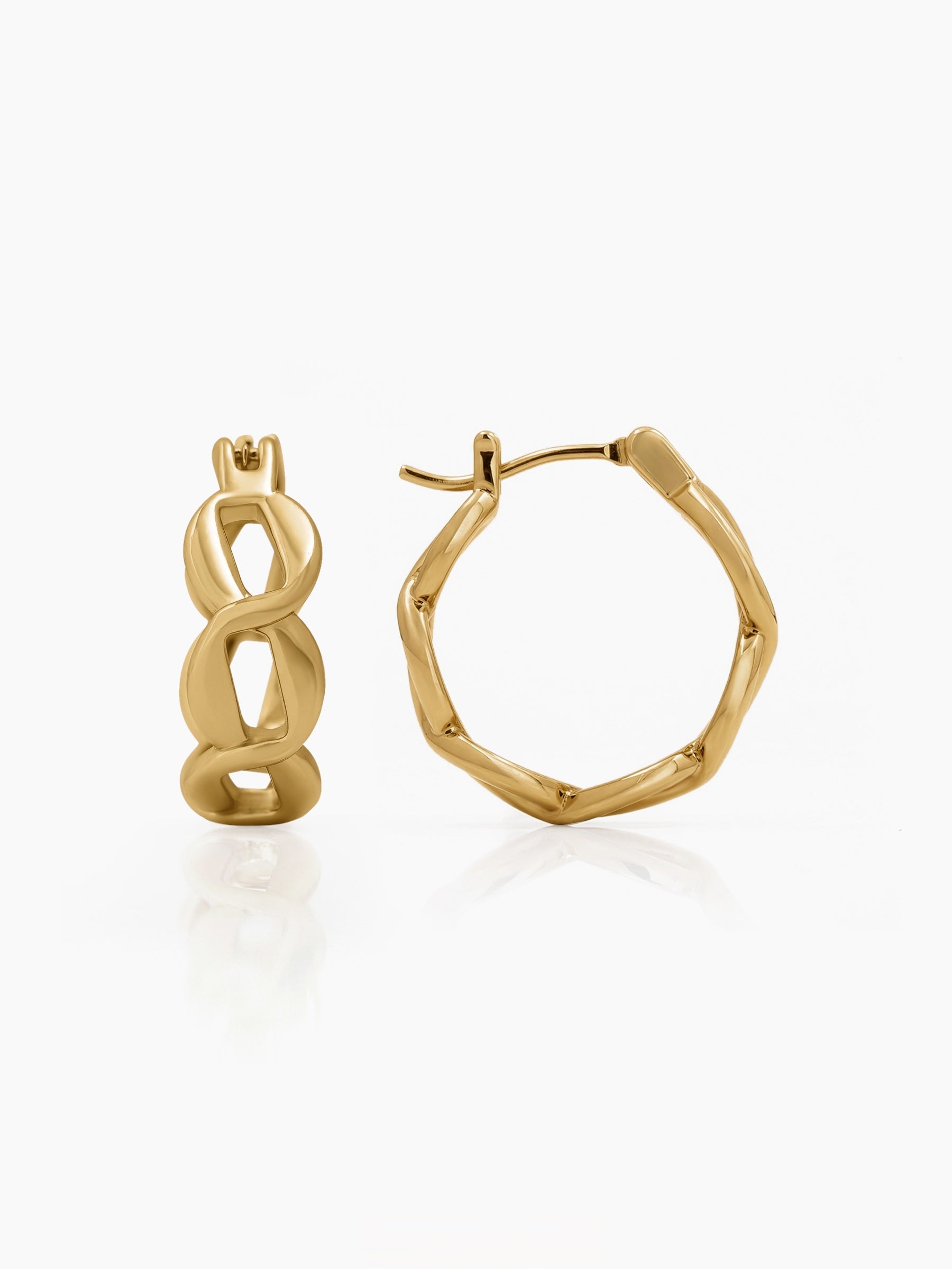 Arlina Link Hoop Earrings 18K Gold Plated