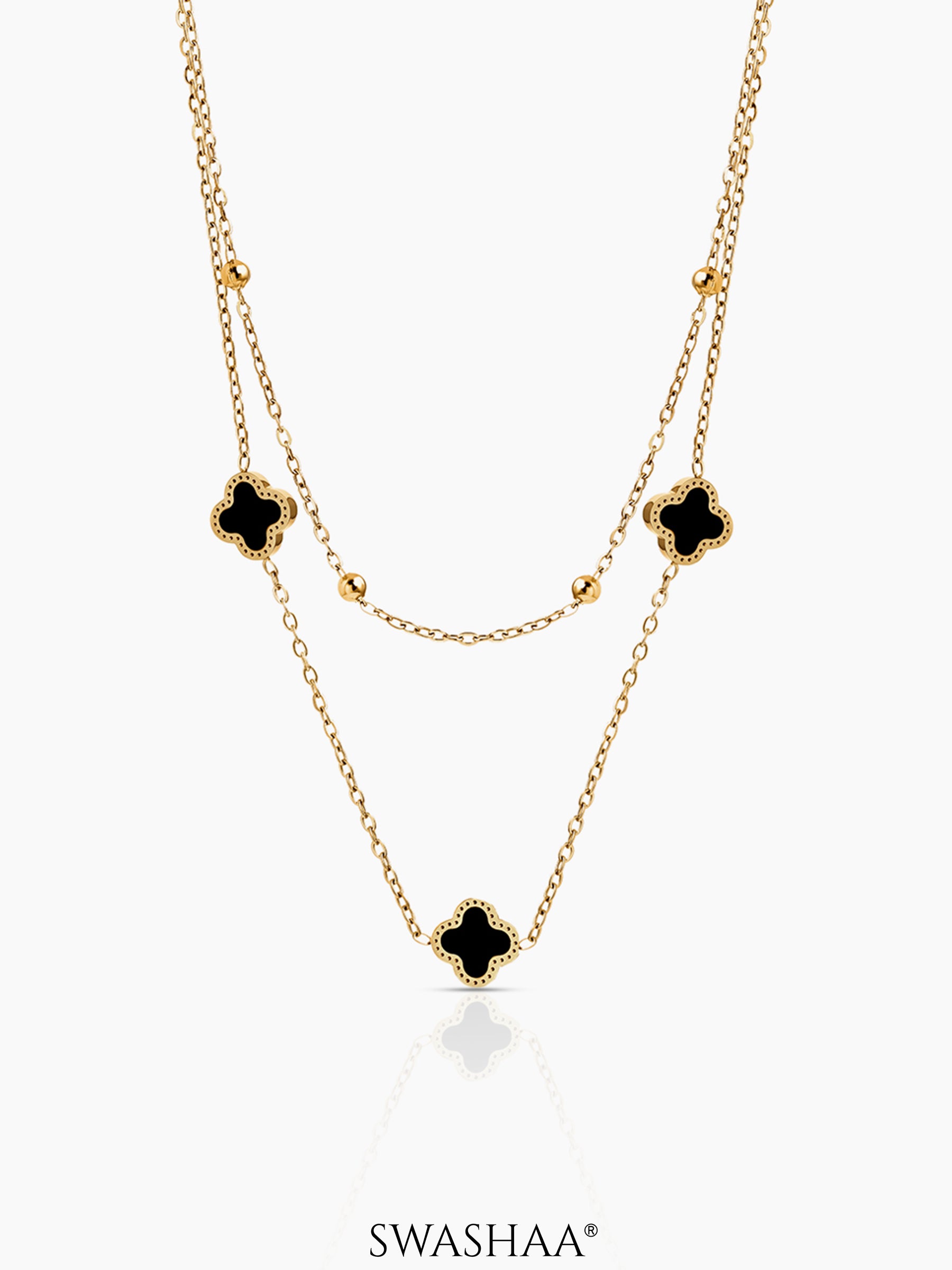 Aroha Clover Layered 18K Gold Plated Necklace Gold