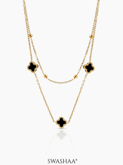 Aroha Clover Layered 18K Gold Plated Necklace Gold