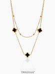 Aroha Clover Layered 18K Gold Plated Necklace Gold