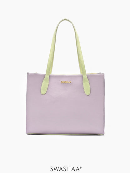 Ashno Leather Tote Bag Lavender