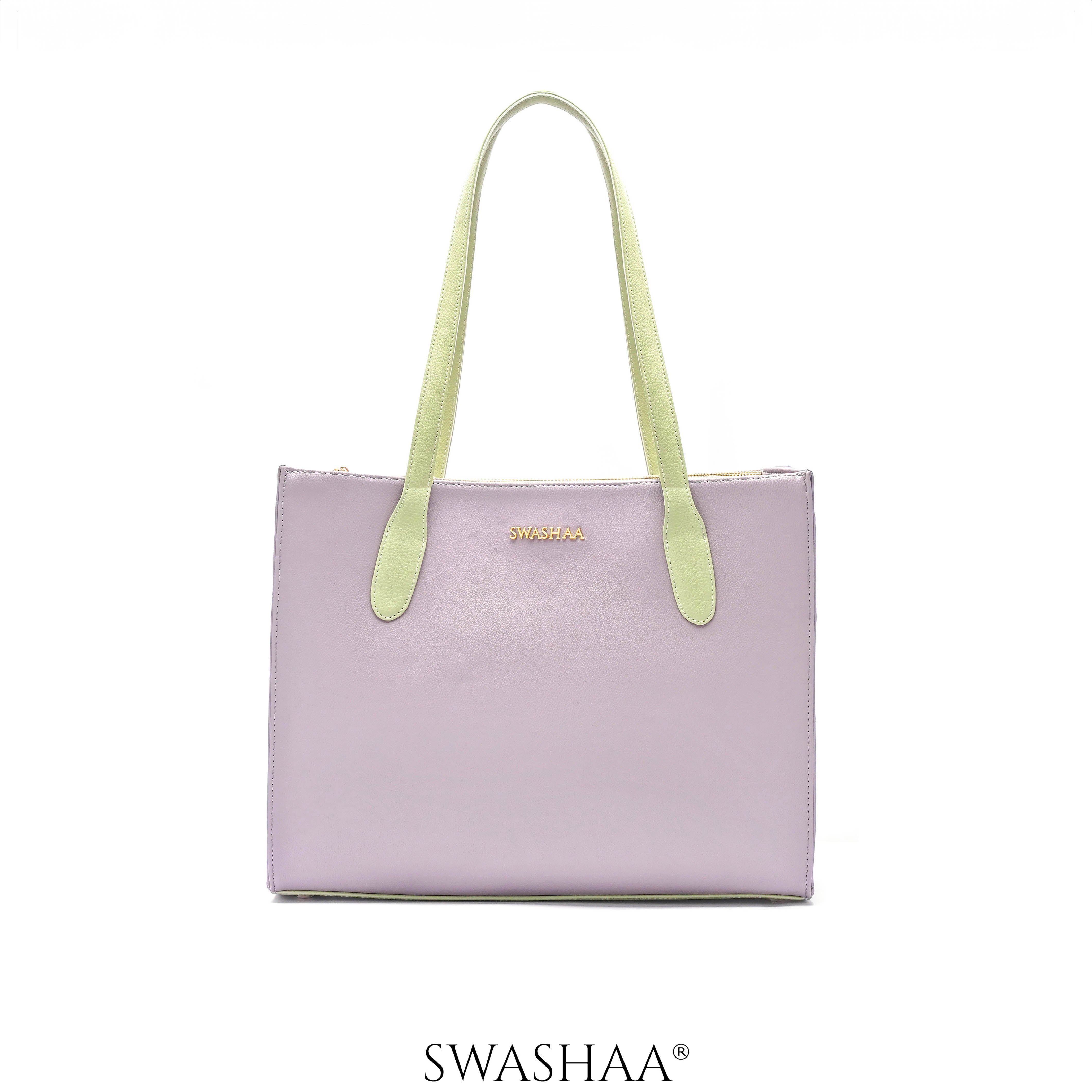 Ashno Leather Tote Bag Lavender