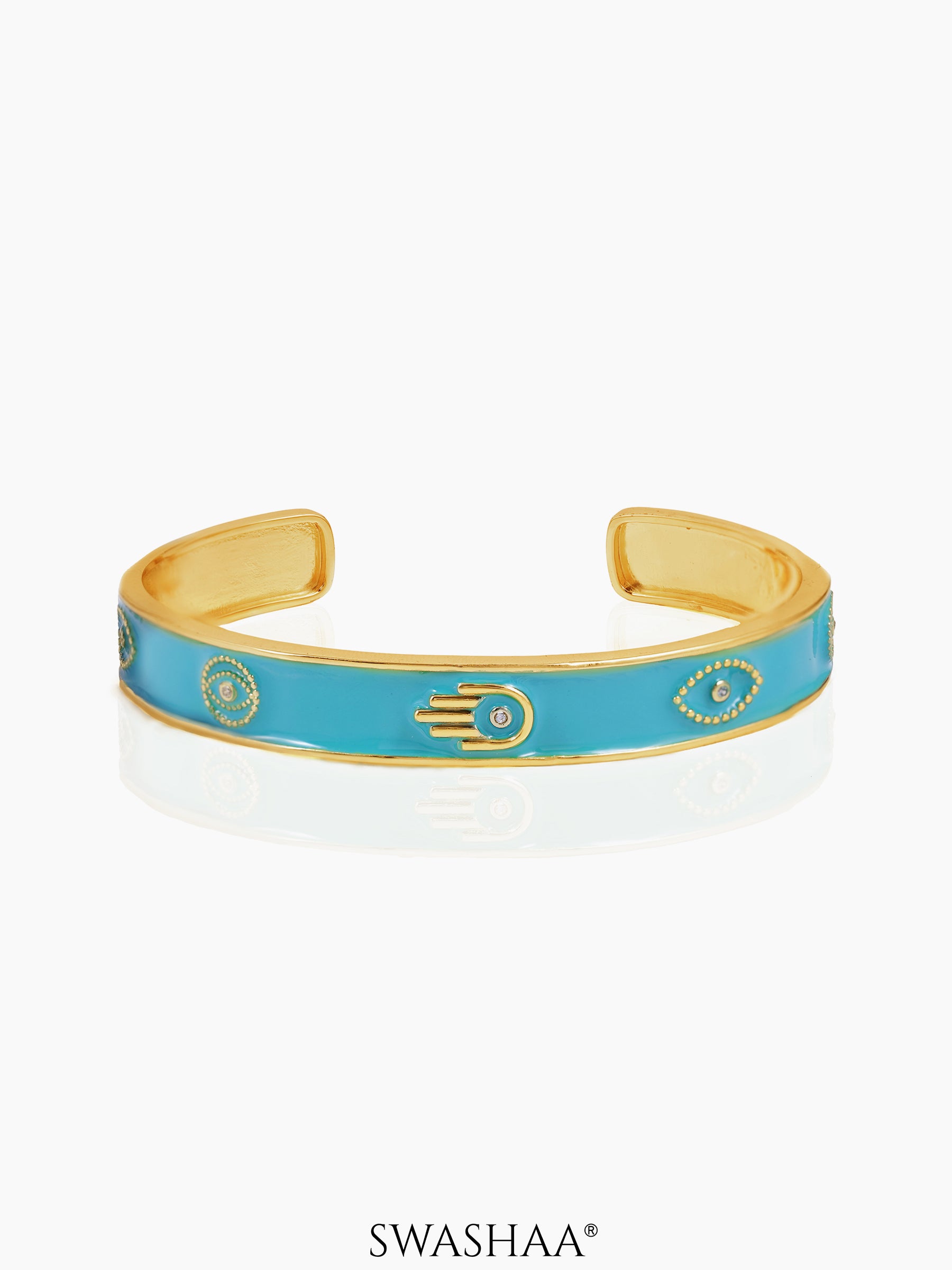 Aston 18K Gold Plated Cuff Bracelet Turquoise 18K Gold Plated