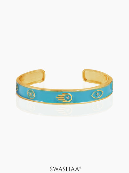 Aston 18K Gold Plated Cuff Bracelet Turquoise 18K Gold Plated