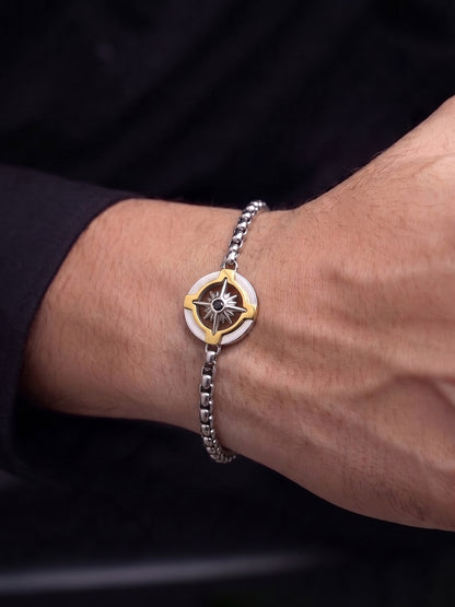 Atlas Circuit Silver - 18K Gold Plated Men's Chain Bracelet