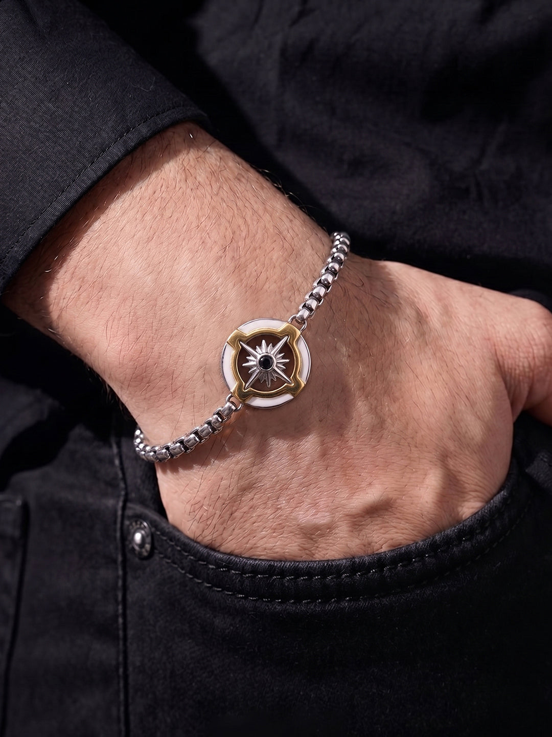 Atlas Circuit Silver - 18K Gold Plated Men's Chain Bracelet