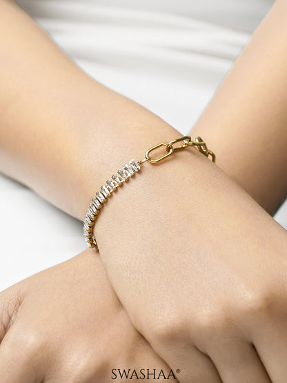 Aura Link Baguette 18K Gold Plated Bracelet
