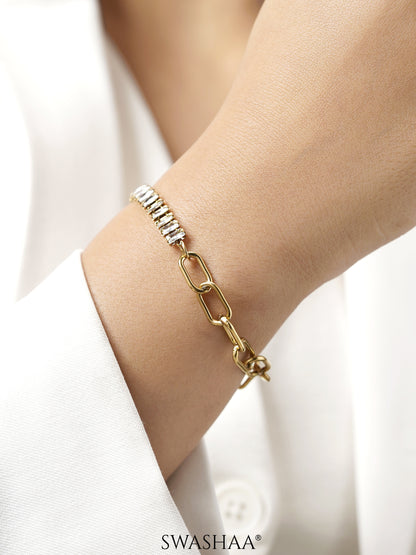 Aura Link Baguette 18K Gold Plated Bracelet