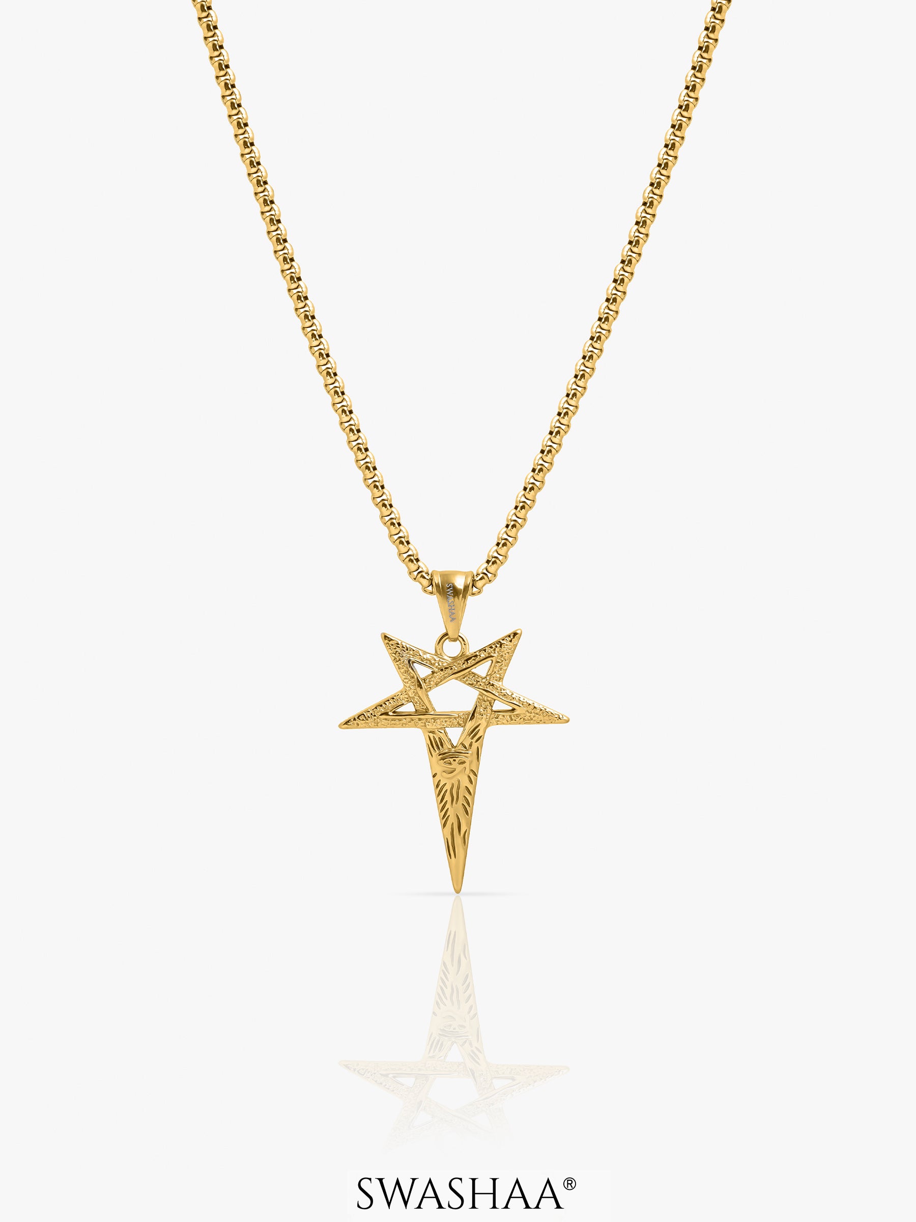 Auralin Star Spear Men's Chain Pendant 18K Gold Plated