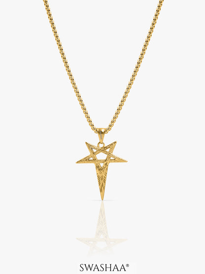 Auralin Star Spear Men's Chain Pendant 18K Gold Plated