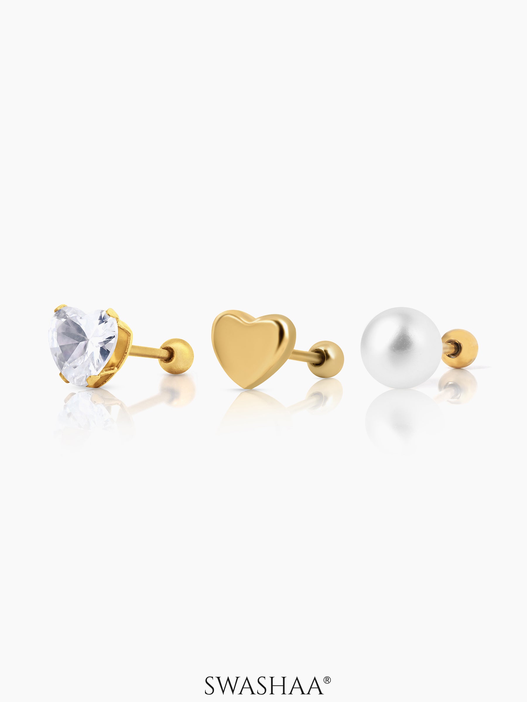 Aurelia 18K Gold Plated Women's Stud Earrings Set