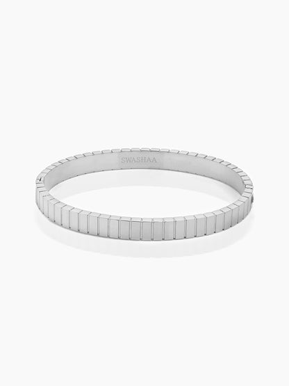Aurelith Ribbed Silver Bracelet