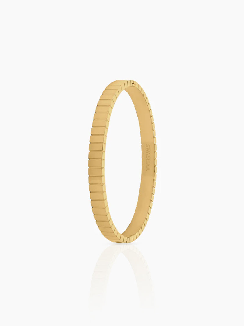 Aurelith Ribbed 18K Gold Plated Bracelet Gold